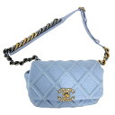 シャネル ウエストバッグ レディース シャネル19 ウエストポーチ ココマーク 小さめ かばん 鞄 CHANEL ラムスキン コットンジャージー ブルー 青 ゴ...