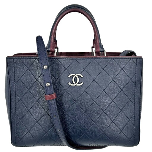 シャネル 2WAY レディース ココマーク ハンドバッグ ショルダーバッグ 肩掛け 斜め掛け ココ かばん 鞄 CHANEL レザー ネイビー 紺 ボルドー シルバー金具【中古品】 シャネル 2WAY レディース ココマーク ハンドバッグ ショルダーバッグ 肩掛け 斜め掛け ココ かばん 鞄 CHANEL レザー ネイビー 紺 ボルドー シルバー金具【中古品】