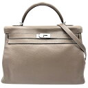エルメス 2WAY レディース ケリー40 ハンドバッグ ショルダーバッグ ブラウン 内縫い 鞄 かばん HERMES □O刻印 レザー エトゥープ シルバー金...