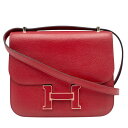 エルメス ショルダーバッグ レディース コンスタンスミニ ポシェット 肩掛け 斜め掛け 革 かばん 鞄 HERMES X刻印 ヴォーエプソン レッド 赤 ゴール...