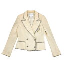 シャネル アウター レディース ジャケット ココマーク エンブレム ココ アパレル 服 CHANEL 38 クリーム ウール 春 秋【中古品】