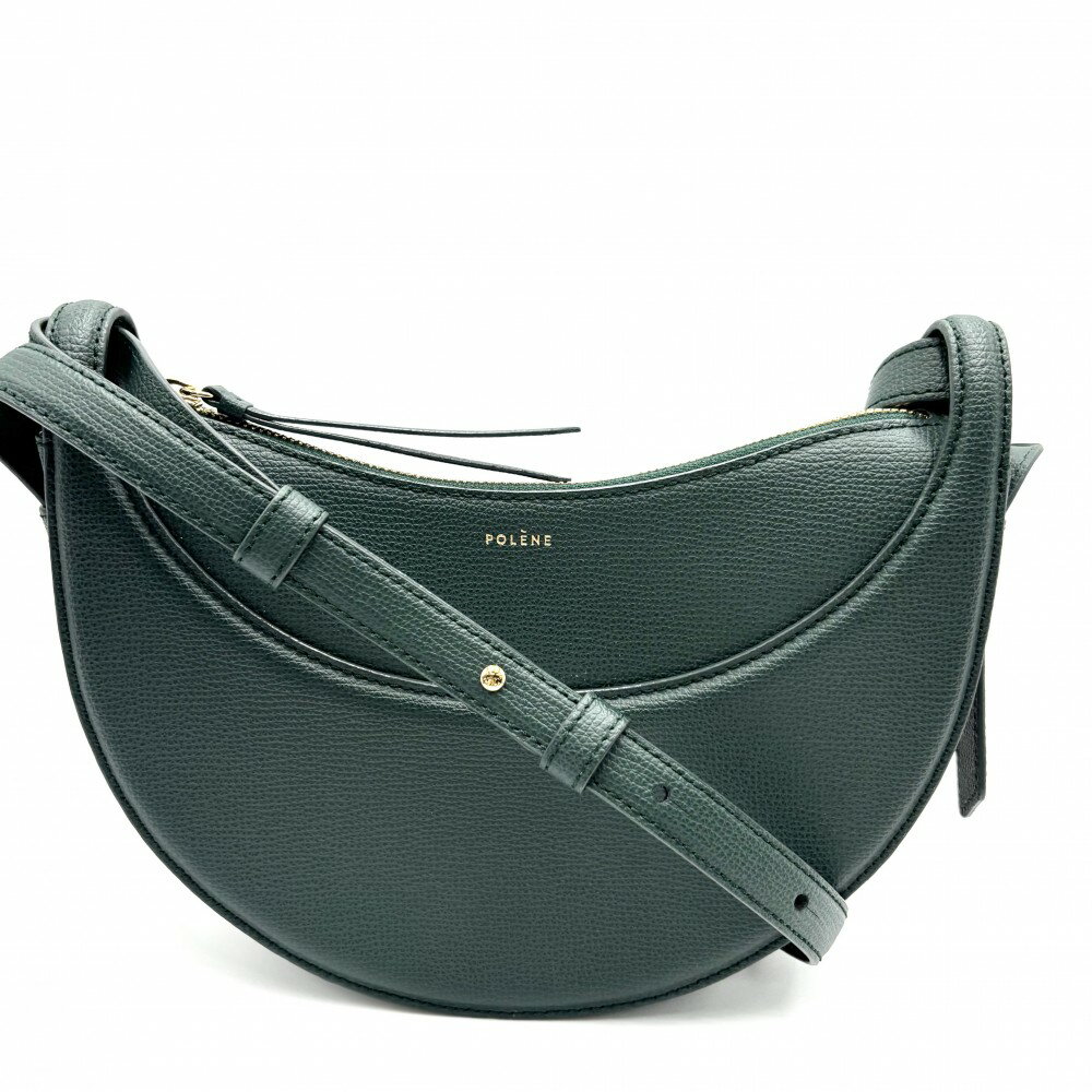 【在庫一掃】 2WAY レディース POLENE　ポレーヌ ハンドバッグ ショルダーバッグ 肩掛け 斜め掛け かばん 鞄 レザー グリーン 緑 ゴールド金具【中古品】のサムネイル