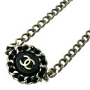 シャネル ネックレス レディース チェーンデザイン ココマーク アクセサリー チョーカー アジャスター付き CHANEL GP レザー B16B ブラック 黒 ゴールド金具 約60.3g2016年【中古品】