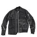 ディオール ブルゾン メンズ サカイコラボ ハイブリッド ボンバージャケット アウター MA-1 sacai Dior 44 ブラック 黒 シルバー金具 ナイロン キュプラ【中古品】