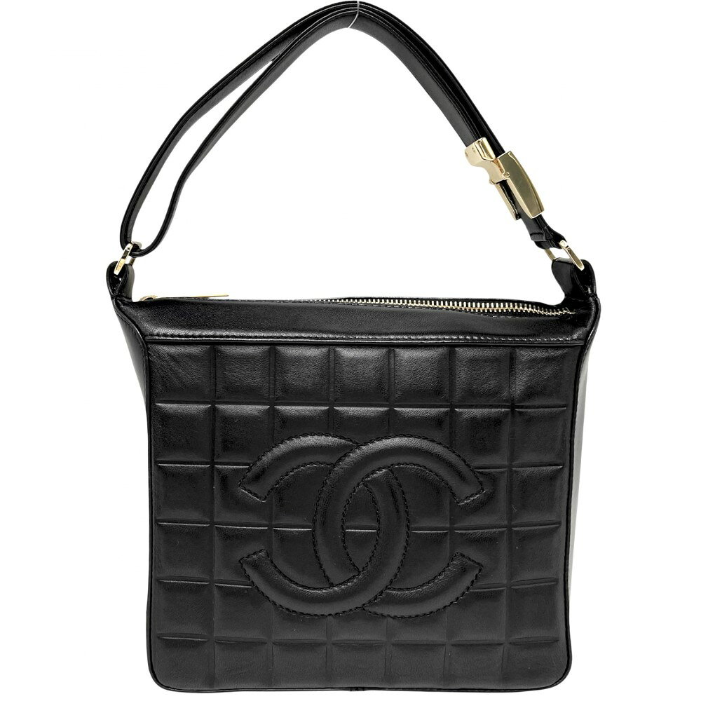 Rakuten - シャネル ハンドバッグ レディース チョコバー ココマーク セミショルダーバッグ CHANEL レザー ブラック 黒 ゴールド金具【中古品】