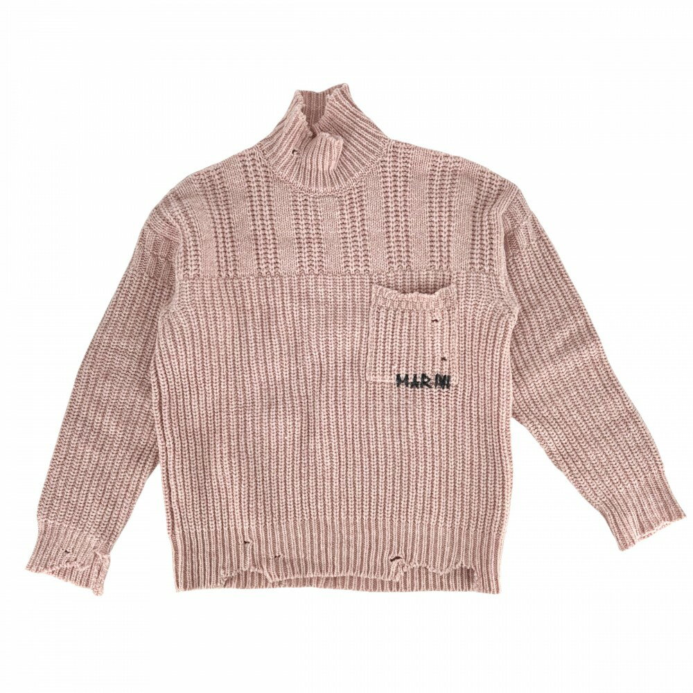 Rakuten - 【大売出し】 マルニ ニット レディース デストロイ ダメージ ハイネック 24AW 服 アパレル MARNI 48 DVMG0054A0 ピンク ビーガンウール 秋 冬【中古品】