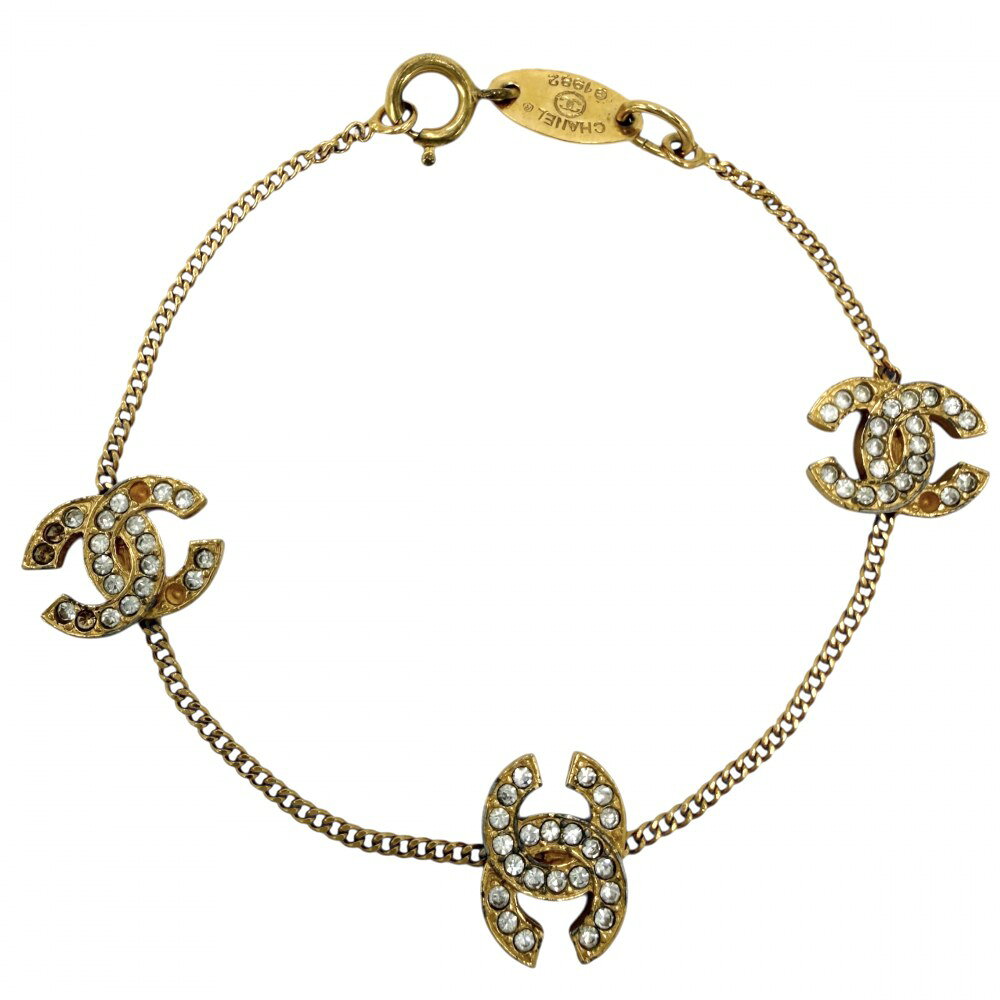 Rakuten - 【大売出し】 シャネル ブレスレット レディース アクセサリー トリプル ココマーク ココ ゴールド CHANEL GP ラインストーン 約4.8g1982年【中古品】