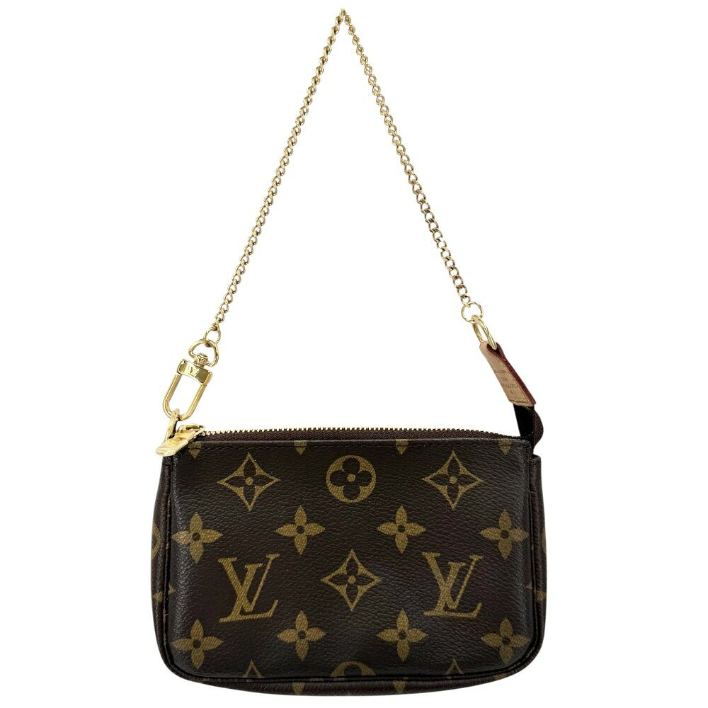 Rakuten - ルイヴィトン ハンドバッグ レディース モノグラム ミニポシェットアクセソワール アクセサリーポーチ Mini Pochette Accessoires LOUIS VUITTON M58009 ブラウン 茶 ゴールド金具【中古品】