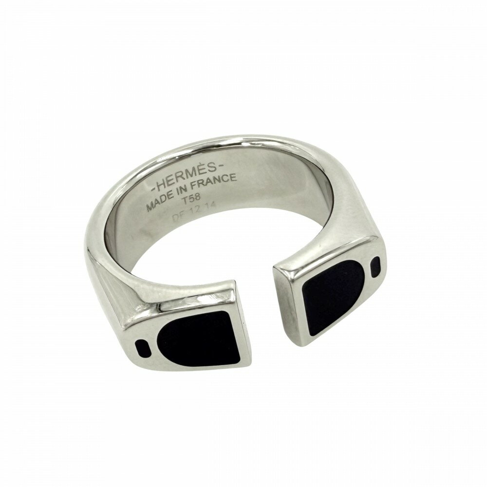 樂天商城 - エルメス 指輪 メンズ エトリエ リング アクセサリー ジュエリー 小物 58サイズ HERMES ステンレス 約17.5号 シルバー ネイビー 紺 約9.4g【中古品】