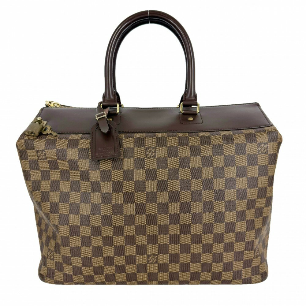 LOUIS VUITTON - 【エントリーでポイント10倍】 ルイヴィトン ボストンバッグ メンズ ダミエ グリニッジPM 旅行バッグ LOUIS VUITTON N41165 ブラウン 茶 ゴールド金具【中古品】