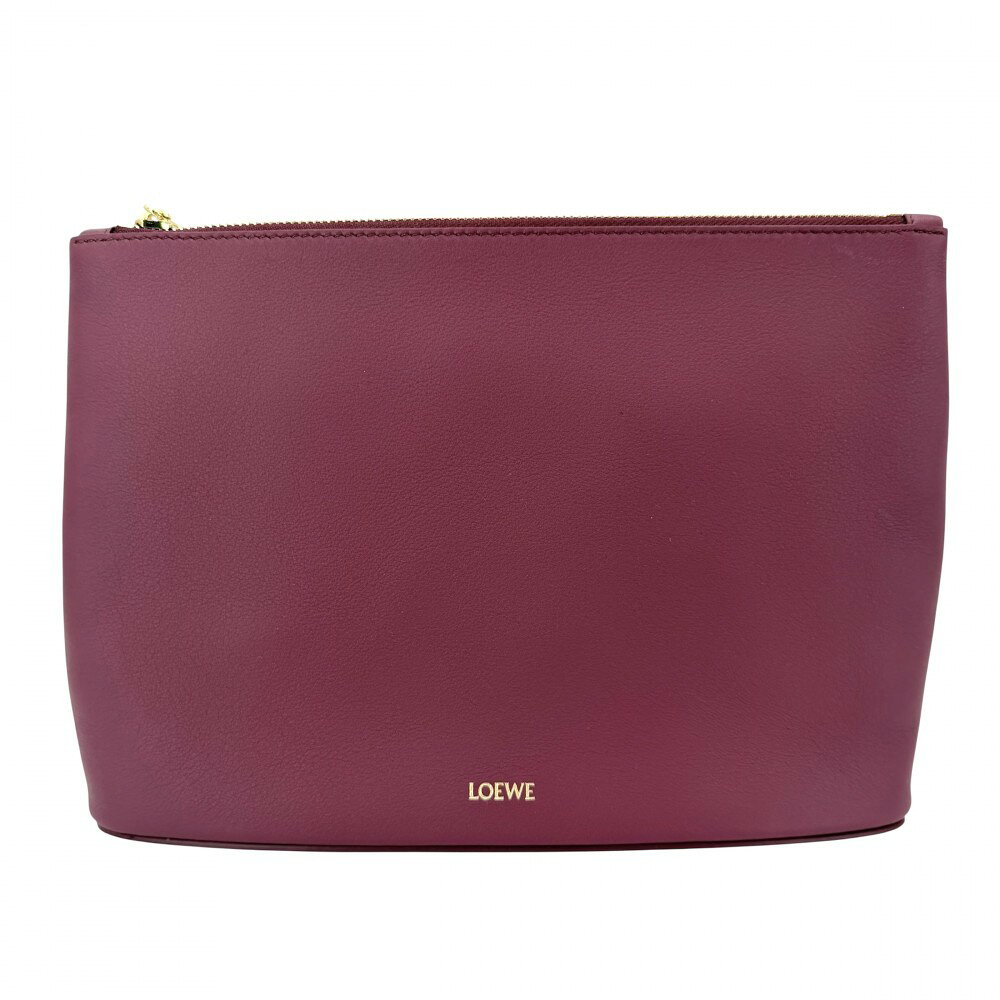 LOEWE - 【エントリーでポイント10倍】 ロエベ クラッチバッグ レディース オブロング ポーチ セカンドバッグ ポーチ プライ クリムゾン LOEWE Q730C63X01 レザー ボルドー ゴールド金具 美品【中古品】