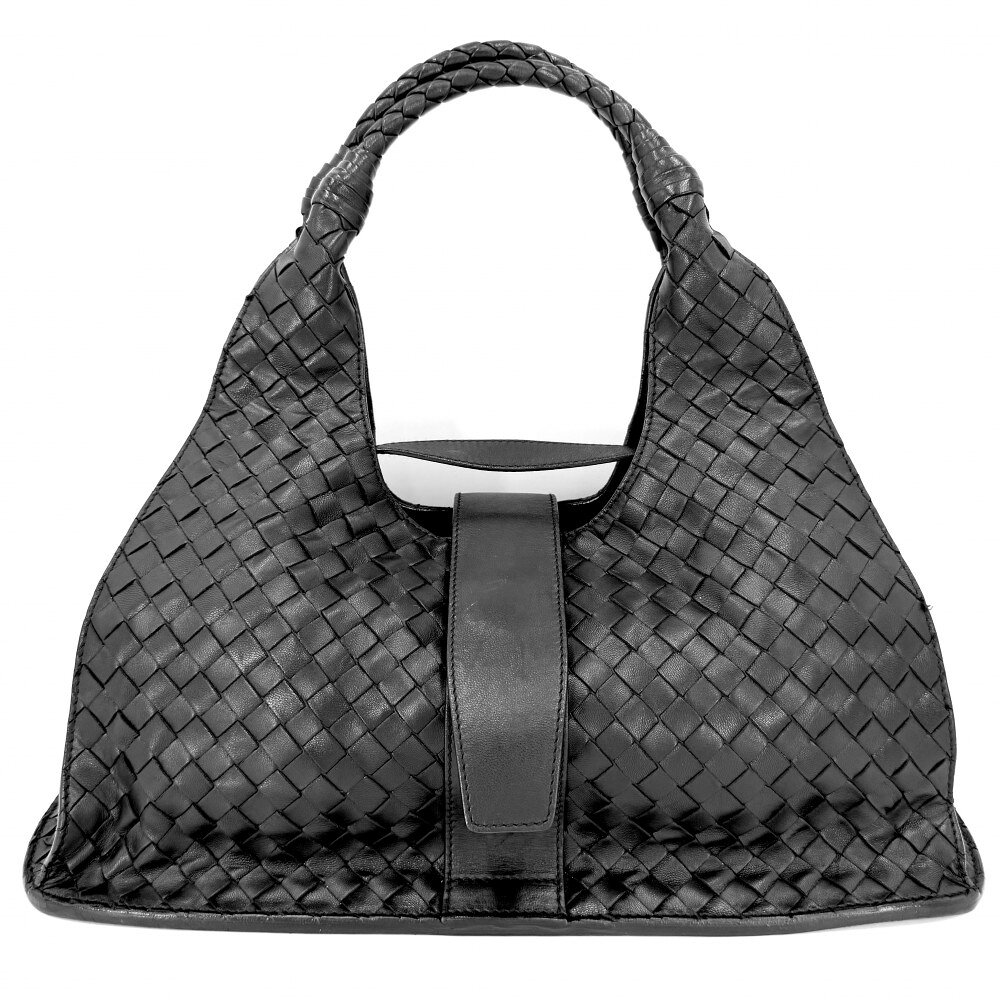 ボッテガヴェネタ トートバッグ レディース イントレチャート ハンドバッグ BOTTEGAVENETA レザー ブラック 黒 ブラック金具【中古品】