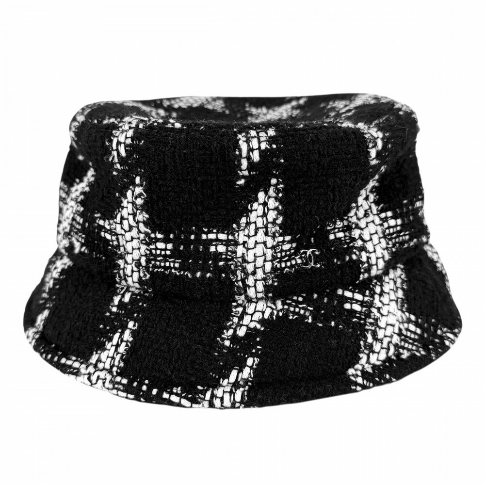 Rakuten - シャネル ハット レディース ツイード バケットハット ファッションアイテム 帽子 ココマーク Mサイズ CHANEL ブラック 黒 ホワイト 白 美品【中古品】