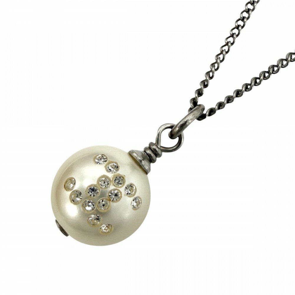 Rakuten - シャネル ネックレス レディース ココマーク チェーン アクセサリー CHANEL フェイクパール ラインストーン 09P ホワイト 白 シルバー 約2.8g2009年【中古品】