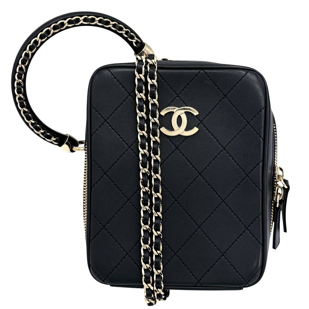 Rakuten - シャネル ショルダーバッグ レディース ポシェット ココマーク ハンドバッグ 2WAY 斜め掛け マトラッセ CHANEL レザー ブラック 黒 ゴールド金具【中古品】