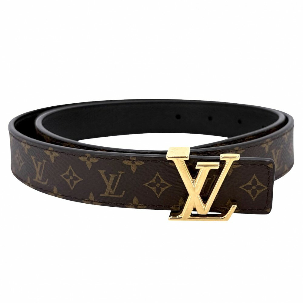 Rakuten - ルイヴィトン ベルト レディース モノグラム LVイニシャル25MM リバーシブル ファッションアイテム 80/32 LOUIS VUITTON M0570T レザー ブラック 黒 ブラウン 茶 ゴールド金具 美品【中古品】
