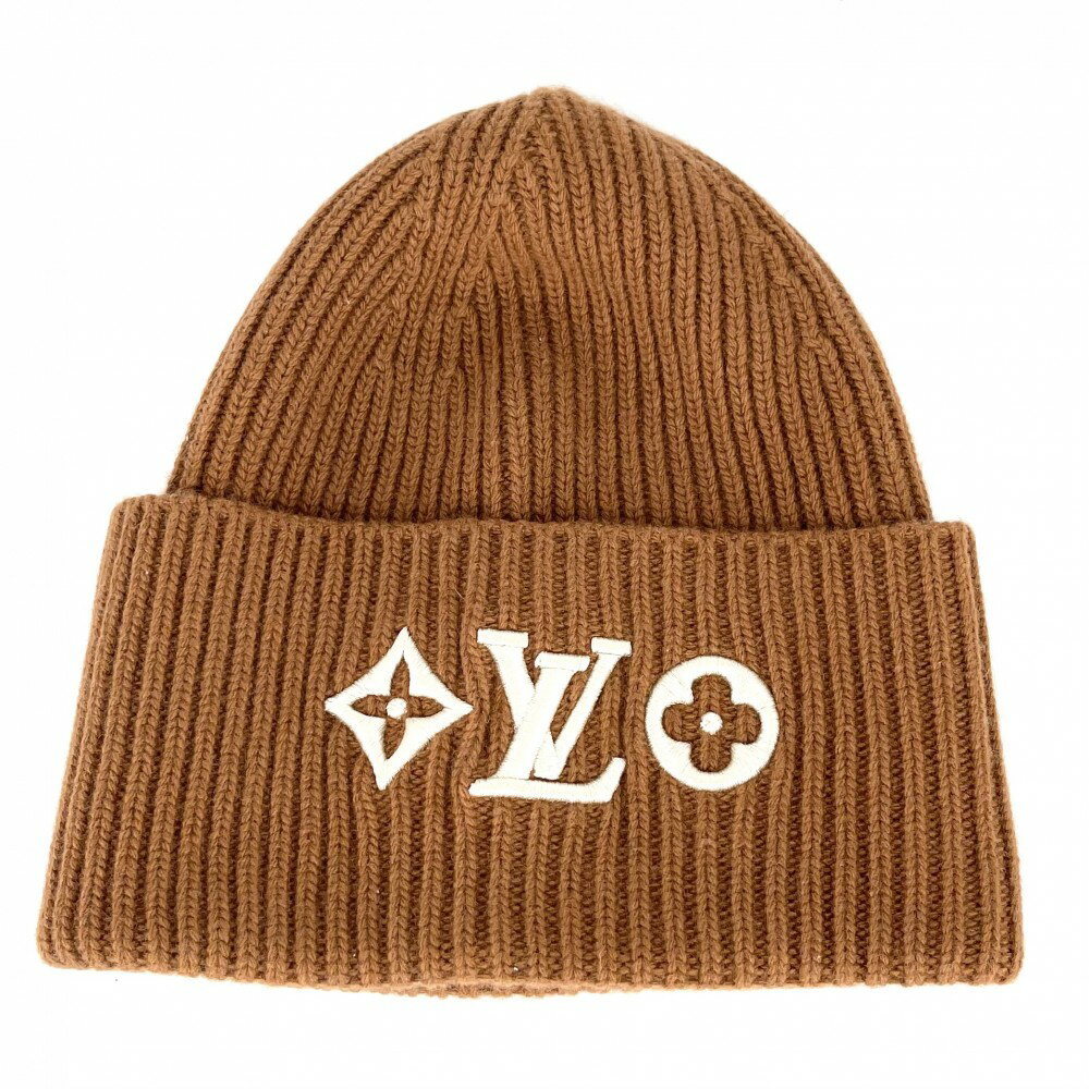ルイヴィトン ニットキャップ レディース ビーニー・LV ヘッドライン ニット帽 帽子 ファッションアイテム Sサイズ LOUIS VUITTON M78928 ウール ブラウン 茶 秋 冬 美品【中古品】