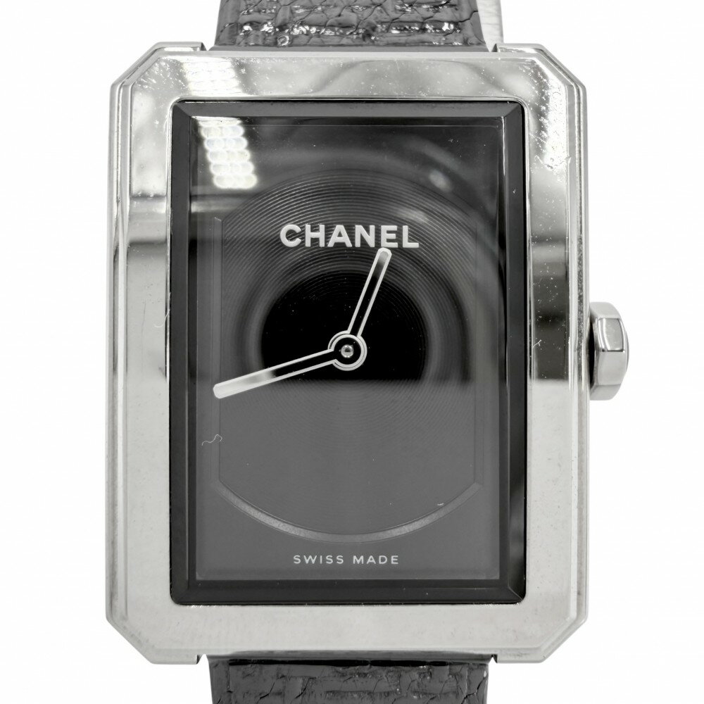 Rakuten - シャネル 腕時計 レディース ボーイフレンド ツイード ブラック文字盤 QZ CHANEL H5317 クオーツ ステンレススチール シルバー ブラック 黒【中古品】