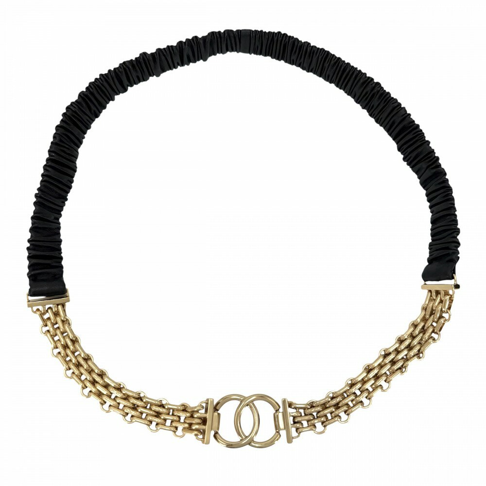 CHANEL - シャネル ベルト レディース ココマーク チェーンベルト ファッションアイテム 小物 CHANEL A22S GP レザー ゴールド ブラック 黒 美品2022年【中古品】