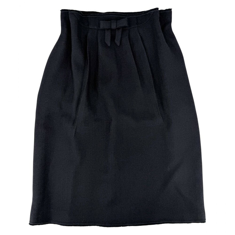 Rakuten - プラダ スカート レディース リボン ミディスカート ボトムス 服 アパレル PRADA 36 ネイビー 紺 ウール 美品【中古品】