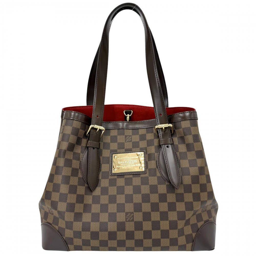 Rakuten - ルイヴィトン トートバッグ レディース ハムステッドMM ハンドバッグ 肩掛け LOUIS VUITTON N51204 ダミエキャンバス ブラウン 茶 ゴールド金具【中古品】