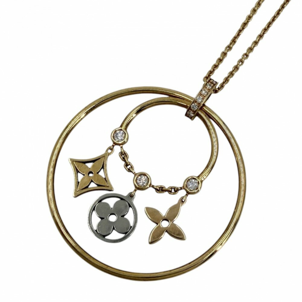 Rakuten - ルイヴィトン ネックレス レディース モノグラム イディール　パンピーユ ブロッサム LV アクセサリー アジャスター付き 18金WG PG YG LOUIS VUITTON K18ホワイトゴールド K18ピンクゴールド K18イエローゴールド ダイヤモンド ゴールド 約10.5g【中古品】