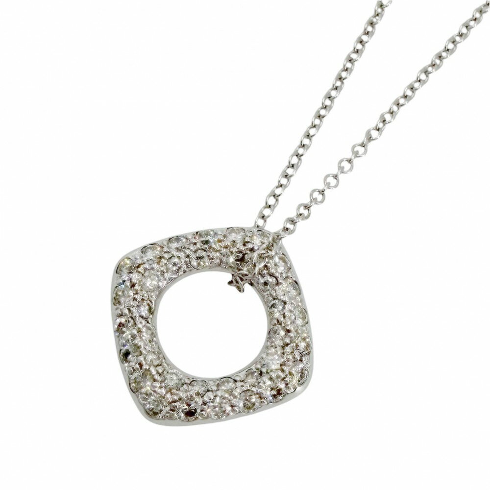 Rakuten - ティファニー ネックレス レディース スクエア サークル ジュエリー アクセサリー 18金WG Au750 TIFFANY&Co. K18ホワイトゴールド ダイヤモンド 約3.3g【中古品】
