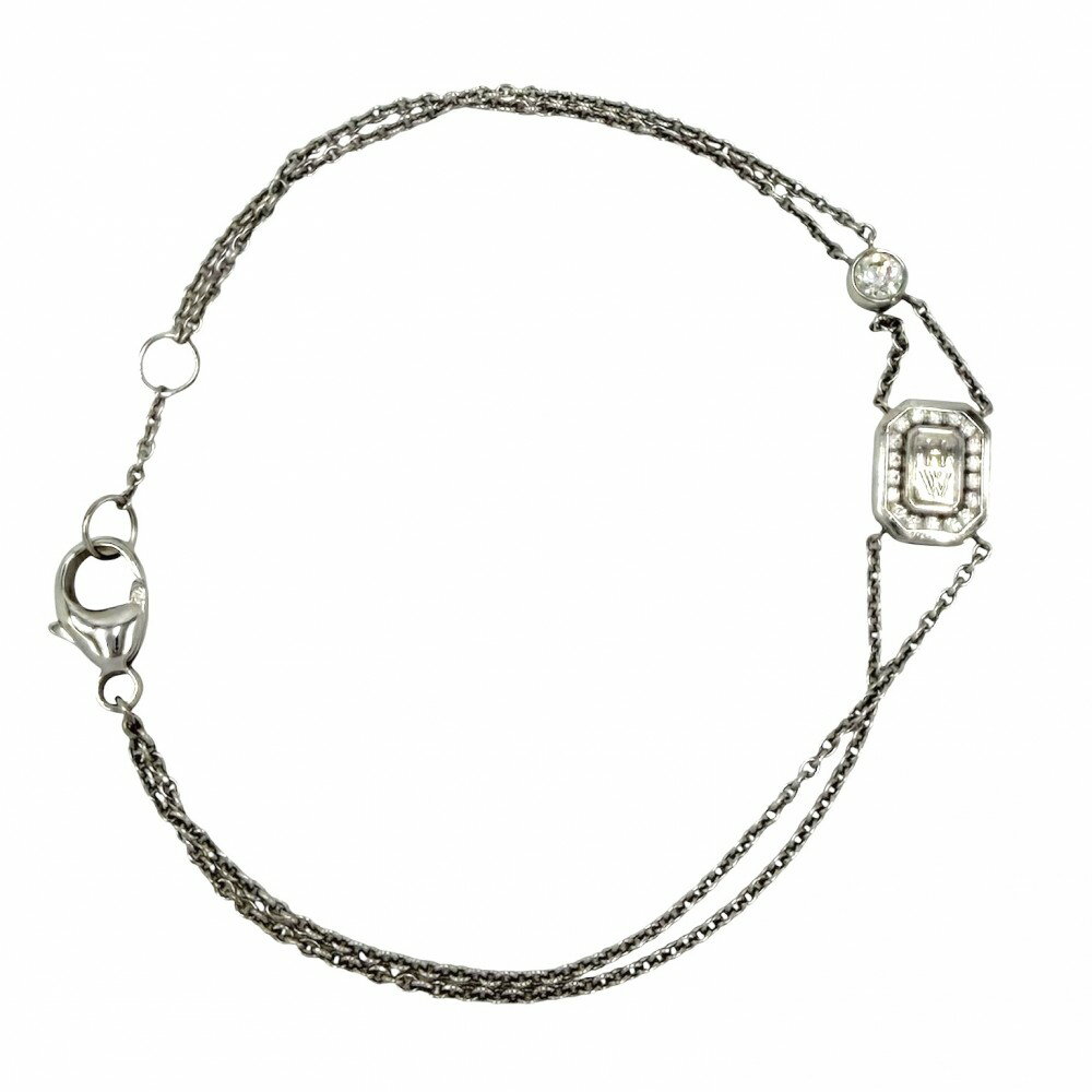 Rakuten - ハリーウィンストン ブレスレット レディース HWロゴ ジュエリー アクセサリー Au750 WG 18金 HARRY WINSTON K18ホワイトゴールド ダイヤモンド シルバー 約5.2g【中古品】