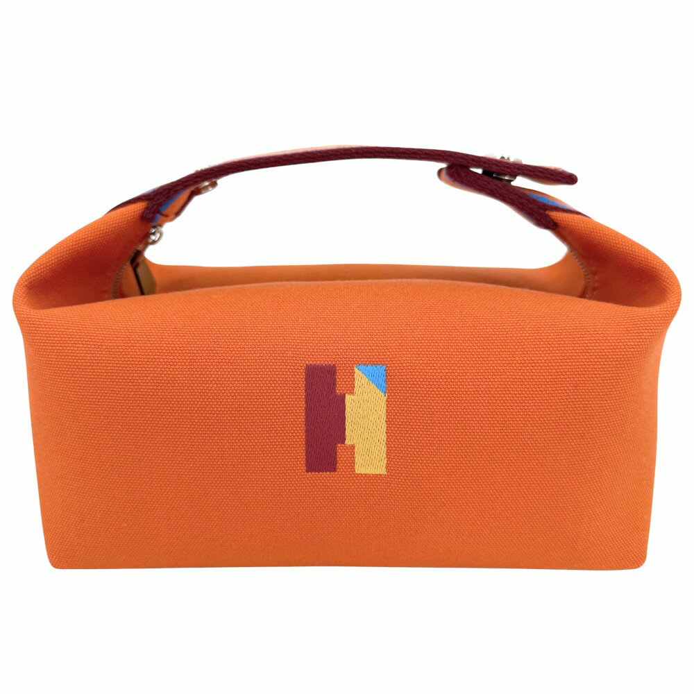 Rakuten - エルメス ハンドバッグ レディース ブリッド・ア・ブラック・HパヴィヨンPM ポーチ HERMES コットン オレンジ シルバー金具 美品【中古品】