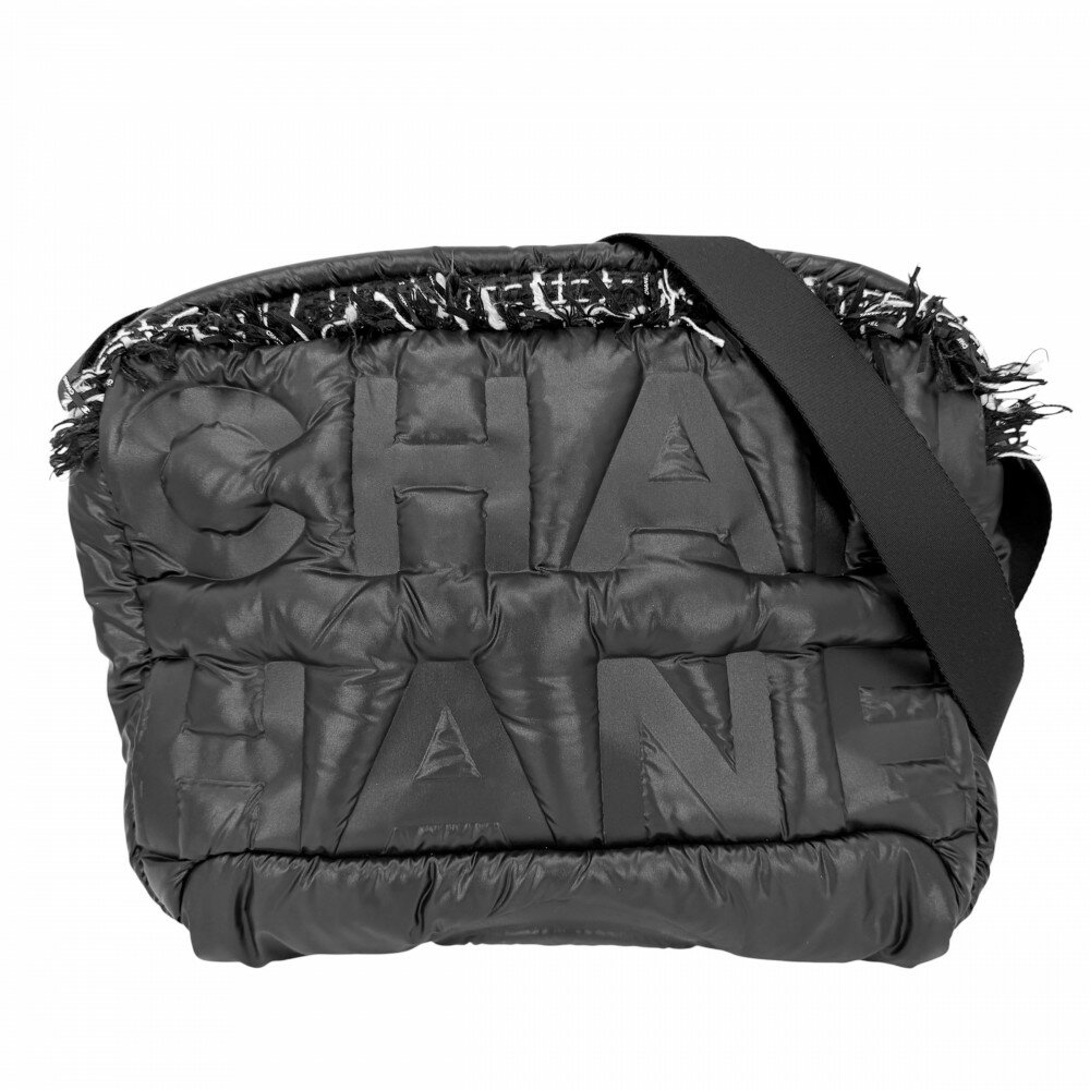 Rakuten - シャネル ショルダーバッグ レディース ココネージュ ツイード ロゴ 肩掛け 斜め掛け CHANEL ナイロン ブラック 黒 シルバー金具【中古品】