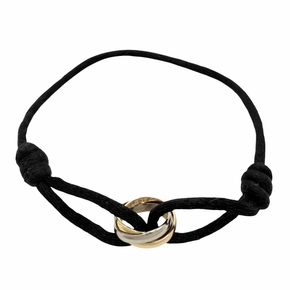 カルティエ ブレスレット レディース スリーカラー トリニティ アクセサリー ジュエリー フリーサイズ Au750 18金YG WG PG CARTIER K18イエローゴールド K18ホワイトゴールド K18ピンクゴールド ブラック 黒 約3.0g【中古品】