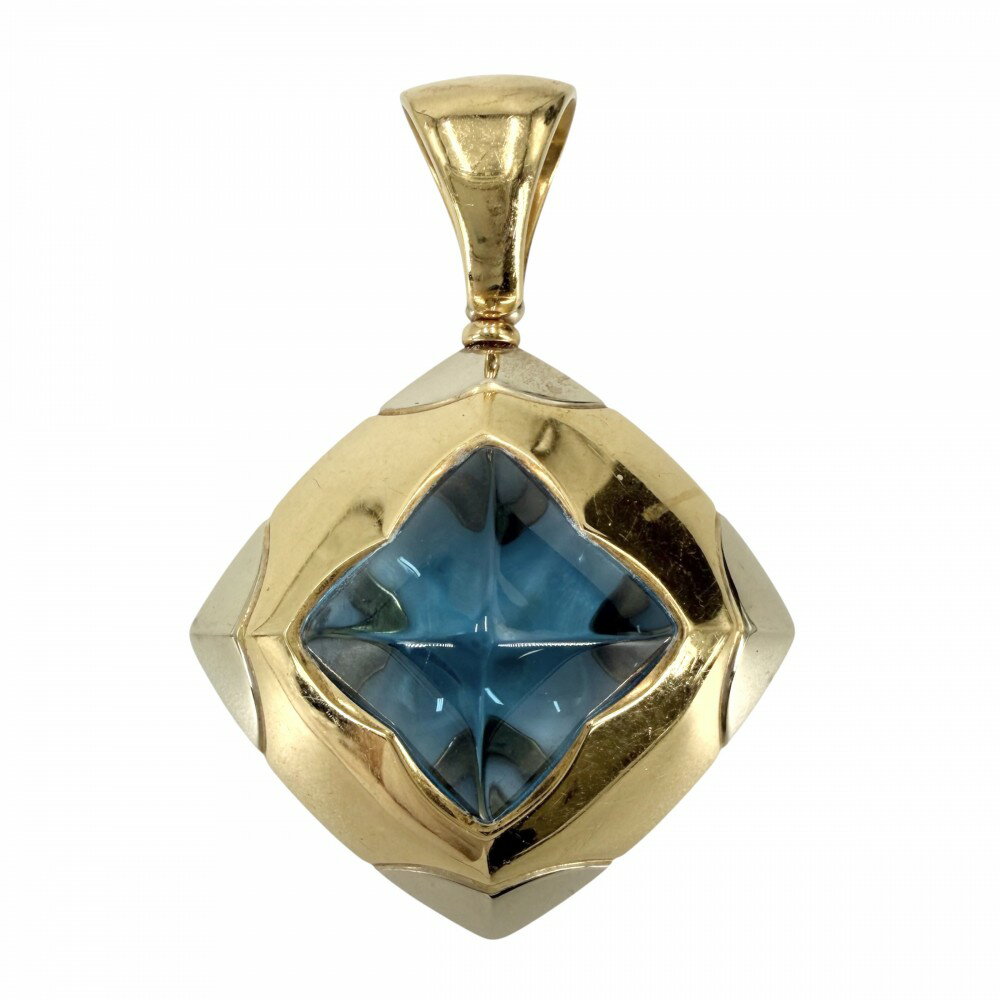 Rakuten - ブルガリ ペンダントトップ ユニセックス ピラミデ ジュエリー アクセサリー 18金YG Au750 BVLGARI K18イエローゴールド ブルートパーズ ブルー 青 約15.8g【中古品】