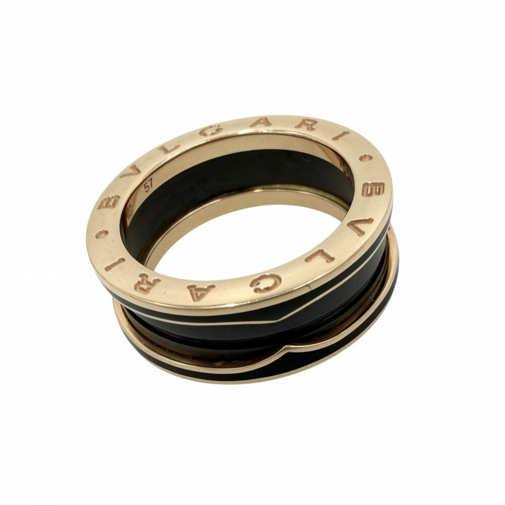 Rakuten - ブルガリ 指輪 メンズ ビーゼロワンリング B-ZERO1 18金PG Au750 57サイズ ジュエリー アクセサリー BVLGARI K18ピンクゴールド セラミック 約16号 ブラック 黒 ゴールド 約9.2g【中古品】