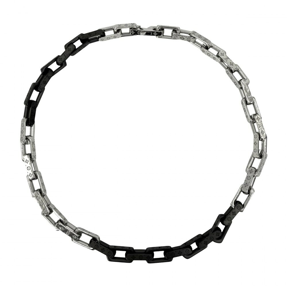 Rakuten - ルイヴィトン ネックレス メンズ モノグラムチェーン アクセサリー LOUIS VUITTON M00677 シルバー ブラック 黒 約132.6g【中古品】