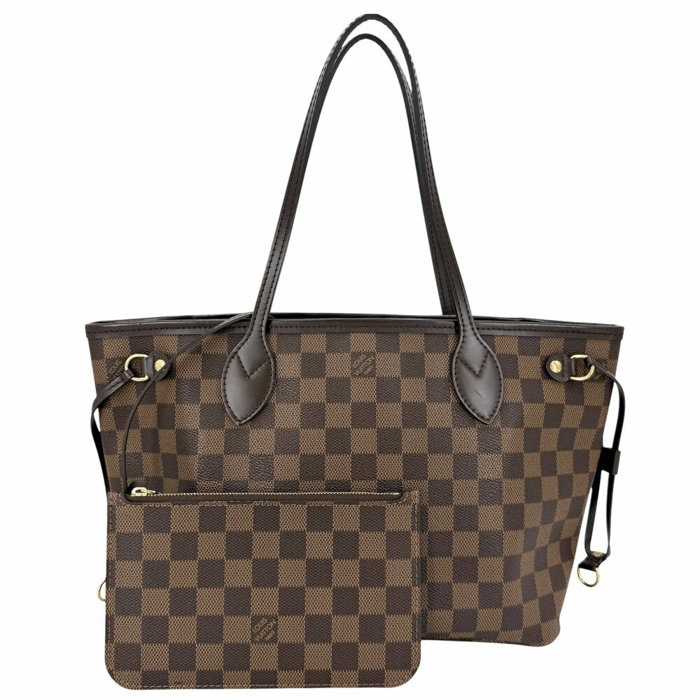 Rakuten - ルイヴィトン トートバッグ レディース ネヴァーフルPM ハンドバッグ 肩掛け LOUIS VUITTON N40600 ダミエキャンバス ブラウン 茶 ゴールド金具【中古品】