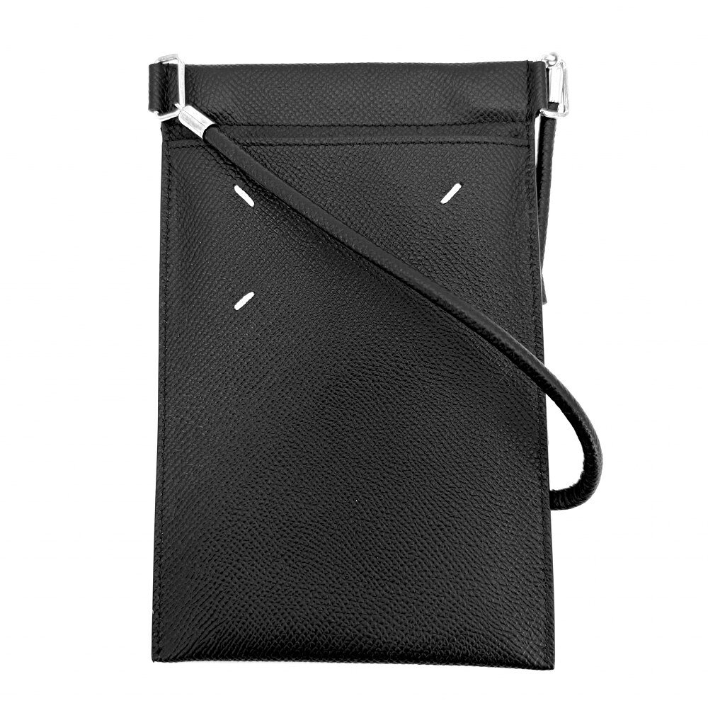 樂天商城 - ショルダーバッグ レディース Maison Margiela メゾンマルジェラ スマートフォンポーチ スマホショルダー 斜め掛け フォンケース S55UI0207 レザー ブラック 黒 シルバー金具 美品【中古品】