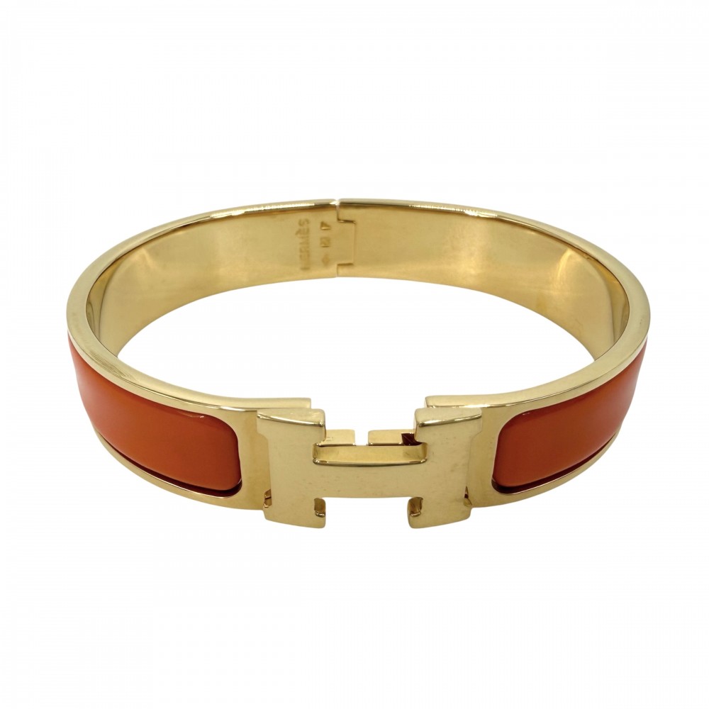 Rakuten - エルメス バングル レディース クリックH PM ブレスレット アクセサリー 小物 HERMES オレンジ ゴールド金具 約31.7g【中古品】
