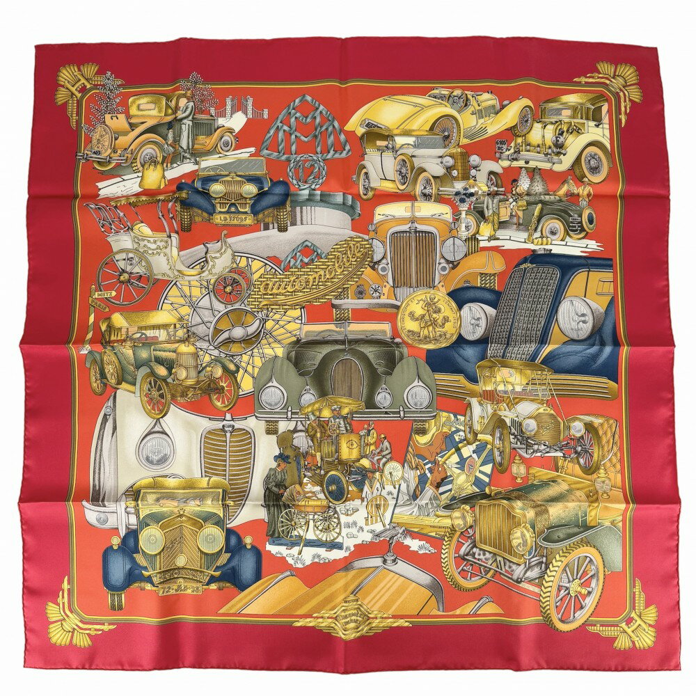 樂天商城 - エルメス スカーフ レディース カレ90 AUTOMOBILE オートモービル ファッションアイテム Carres HERMES シルク レッド 赤 美品【中古品】