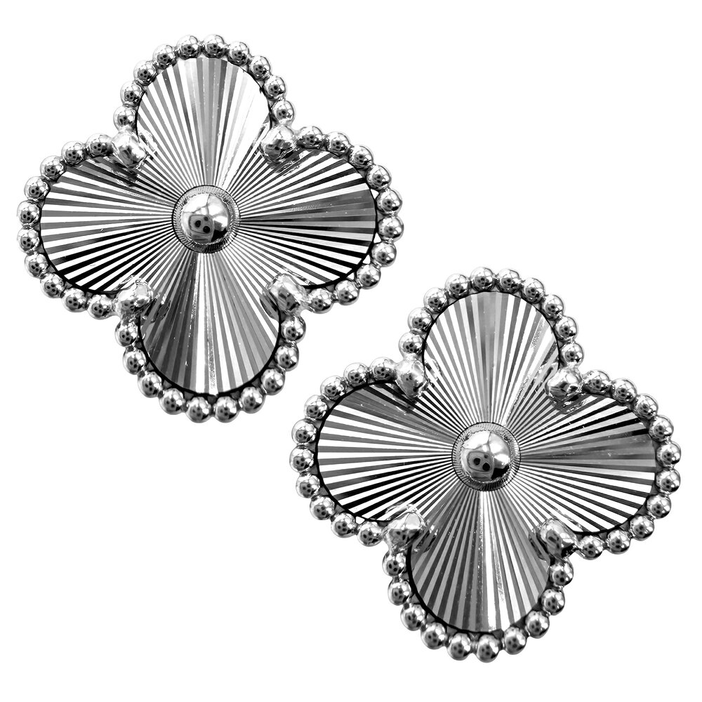 ヴァンクリーフ＆アーペル ピアス レディース ギヨシェ ヴィンテージアルハンブラ K18WG Au750 ジュエリー アクセサリー Van Cleef & Arpels K18ホワイトゴールド VCARP9XF00 約10g 美品【中古品】