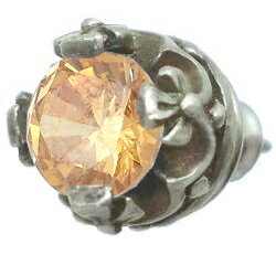 シャンパンキュービック クロス クラウン シルバーピアス