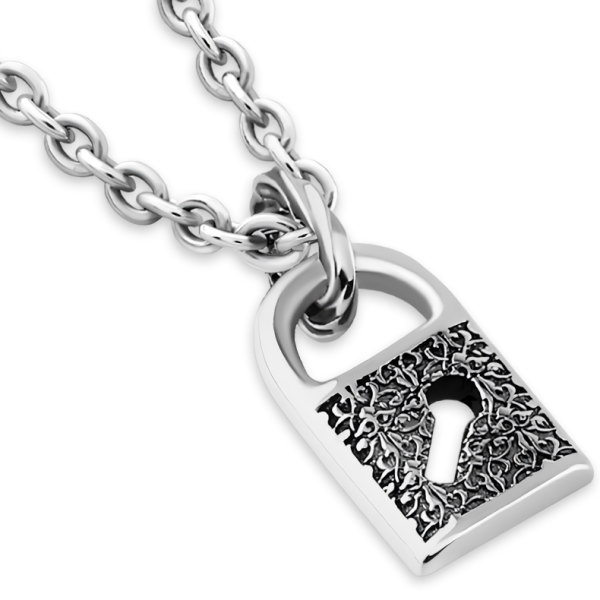 ブラック パドロック(南京錠) シルバーペンダントトップ*FREE STYLE(フリースタイル)