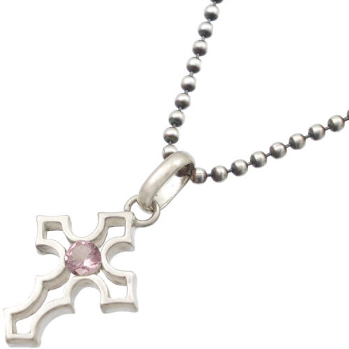 (10月)ピンクトルマリン クロス シルバーペンダントトップ*SWANKY(スワンキー)誕生石