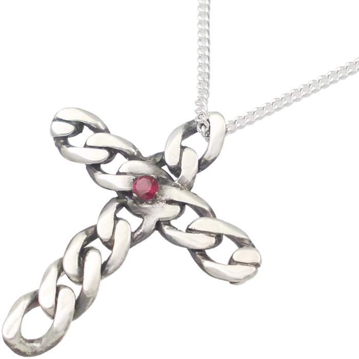 (7月)ルビー キヘイ クロス シルバーペンダントトップ*SWANKY(スワンキー)誕生石
