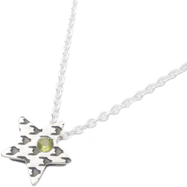 (8月)ペリドット スター チドリ (千鳥格子) シルバー ペンダント チャーム*SWANKY(スワンキー)誕生石