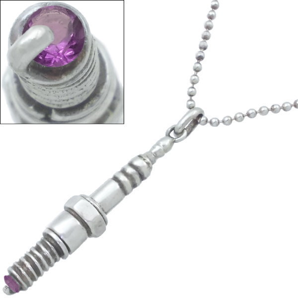 (2月)アメジスト スパーク プラグ シルバー ペンダント トップ*SWANKY(スワンキー)誕生石