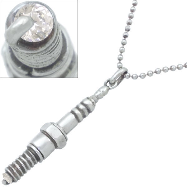 (4月)ジルコニア スパーク プラグ シルバー ペンダント トップ*SWANKY(スワンキー)誕生石