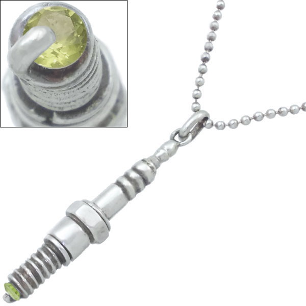 (8月)ペリドット スパーク プラグ シルバー ペンダント トップ*SWANKY(スワンキー)誕生石