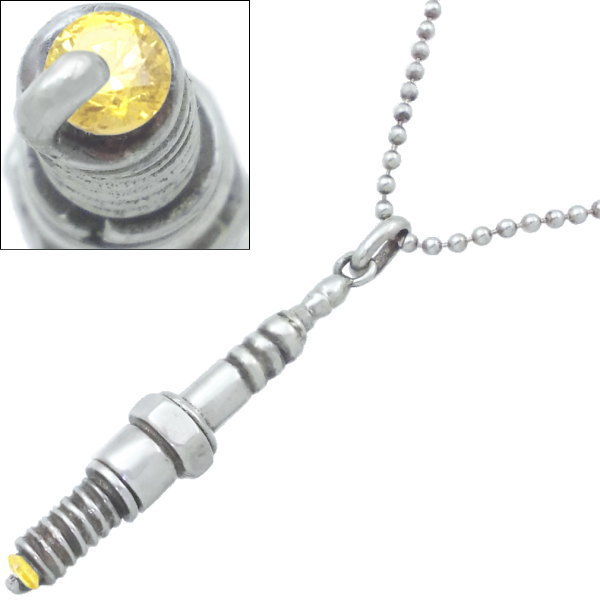 イエロージルコニア スパーク プラグ シルバー ペンダント トップ*SWANKY(スワンキー)