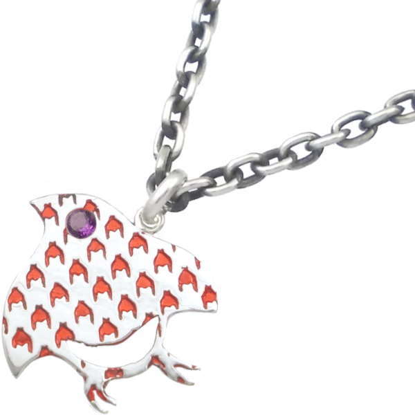 (2月)アメジスト レッド ダブル チドリ (千鳥格子) シルバー ペンダント トップ*SWANKY(スワンキー)誕生石