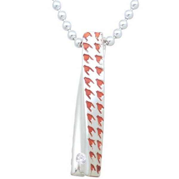 (4月)ジルコニア レッド チドリ (千鳥格子) ツイスト シルバー ペンダント トップ*SWANKY(スワンキー)..